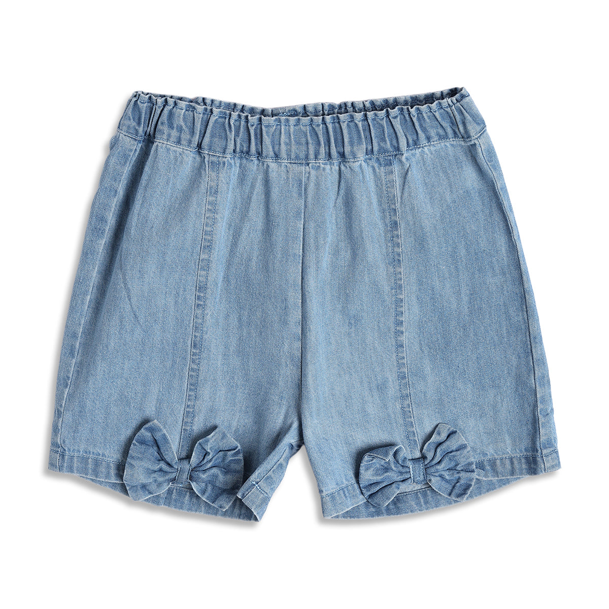 Baby Girls Denim Shorts With Bow Detail, Blue