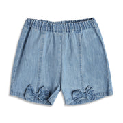 Baby Girls Denim Shorts With Bow Detail, Blue