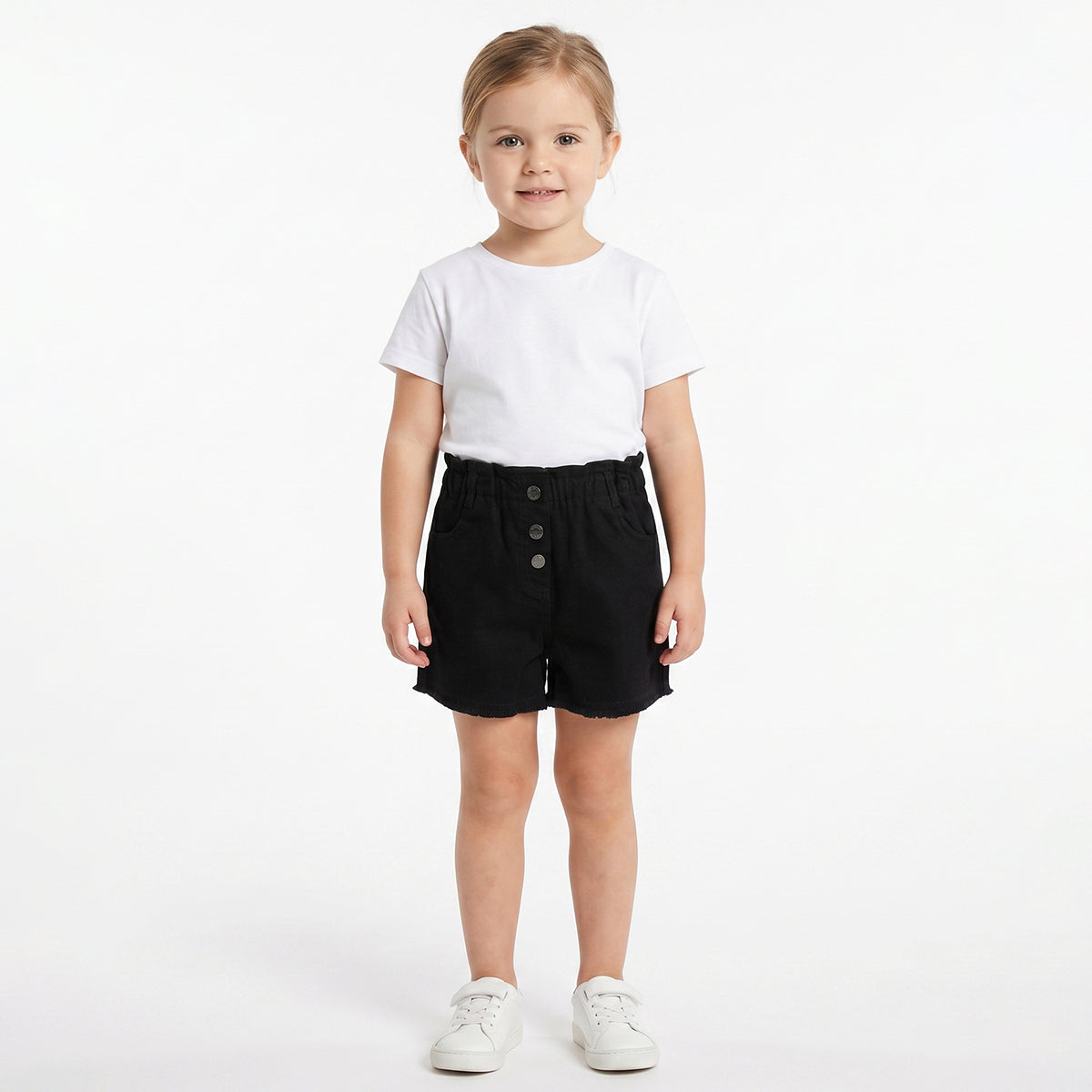 Baby Girls Black Denim Shorts Regular Fit Casual Kids Shorts