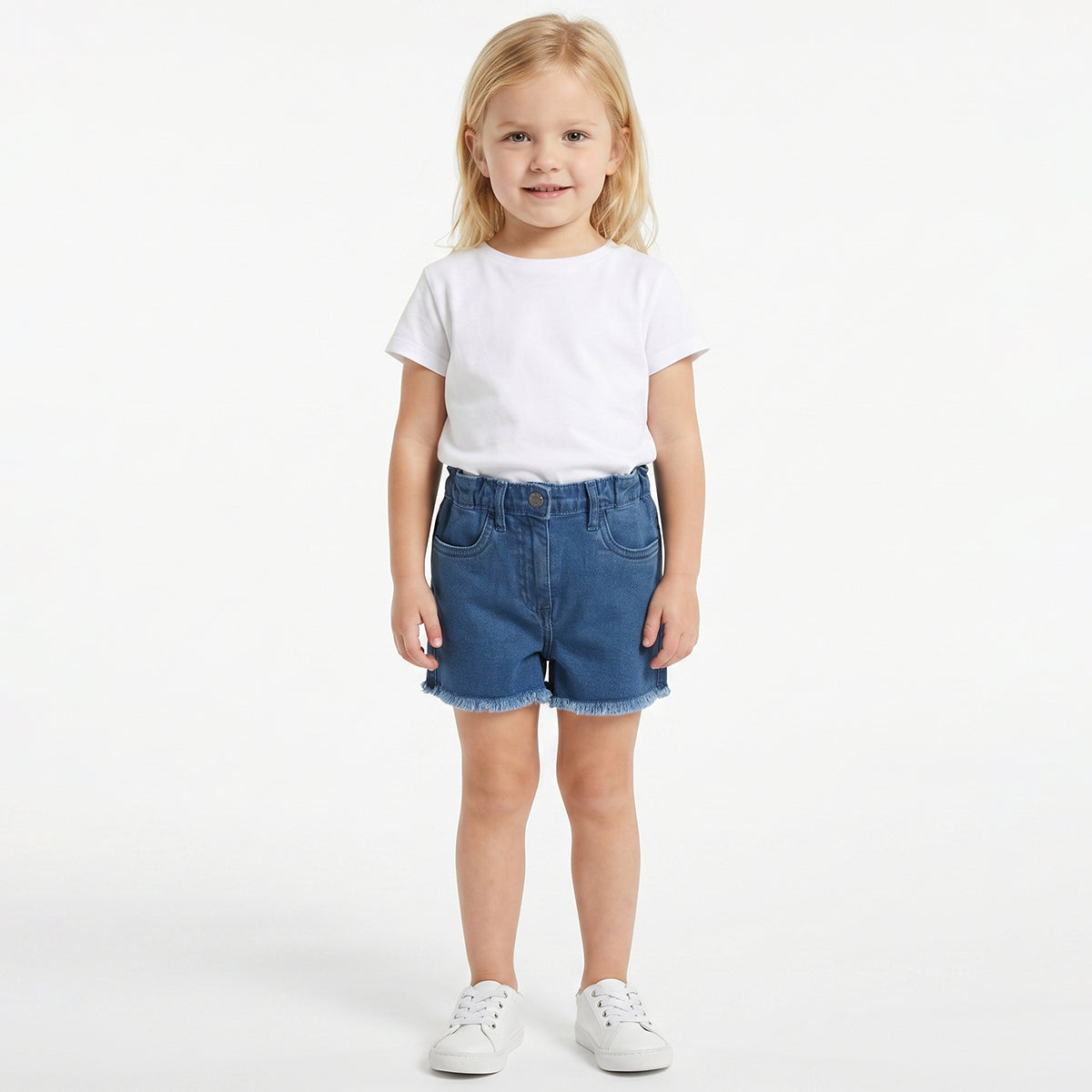 Baby Girls Blue Denim Shorts Regular Fit Casual Kids Shorts