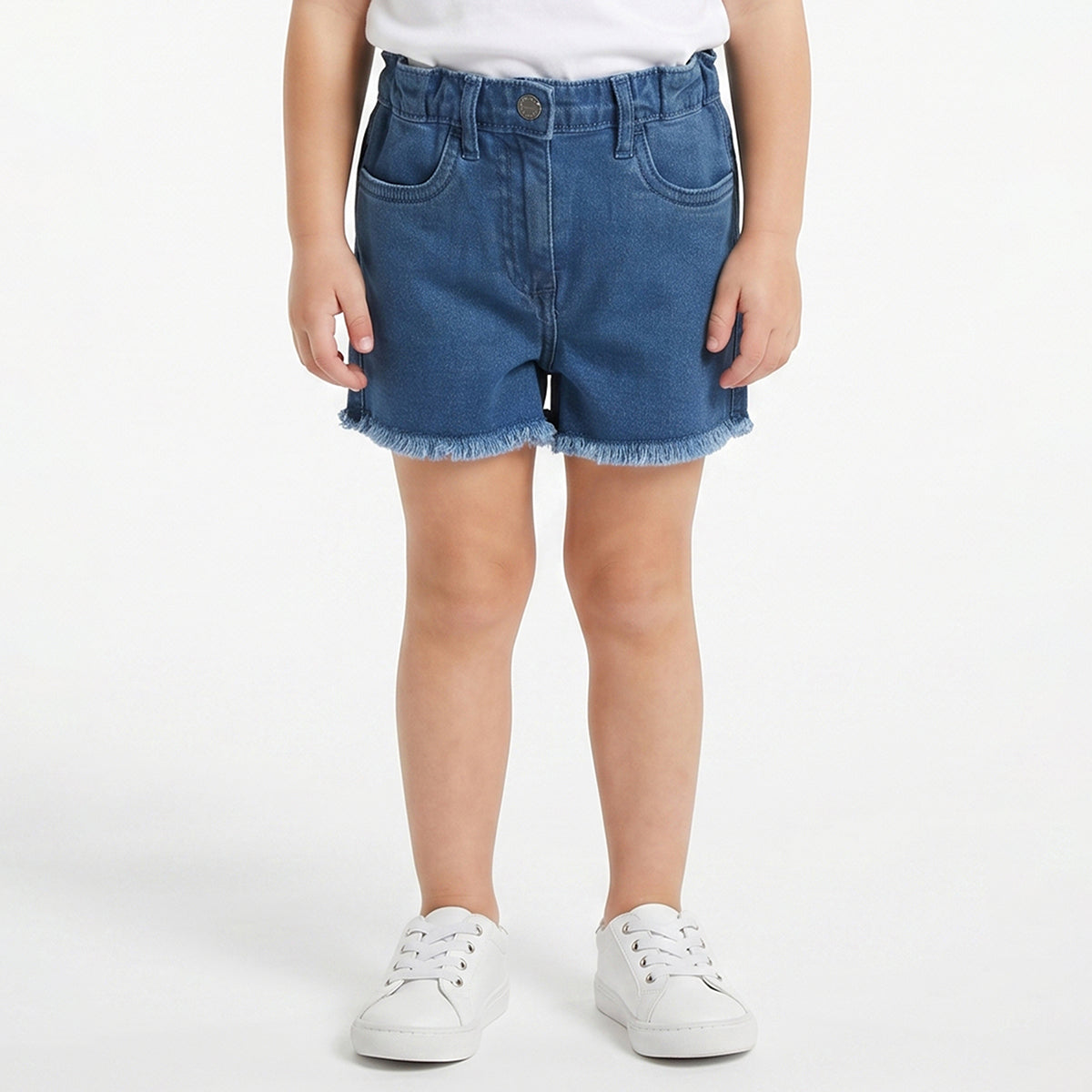 Baby Girls Blue Denim Shorts Regular Fit Casual Kids Shorts