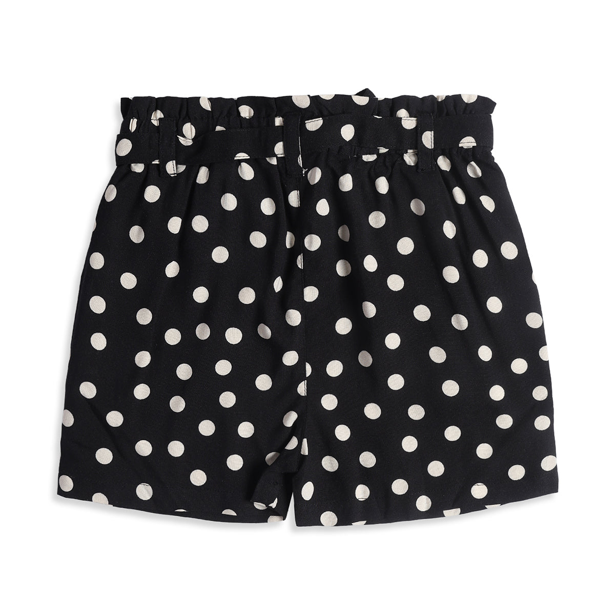 Baby Girls Black Polka Dot Shorts Regular Fit Casual Kids Shorts