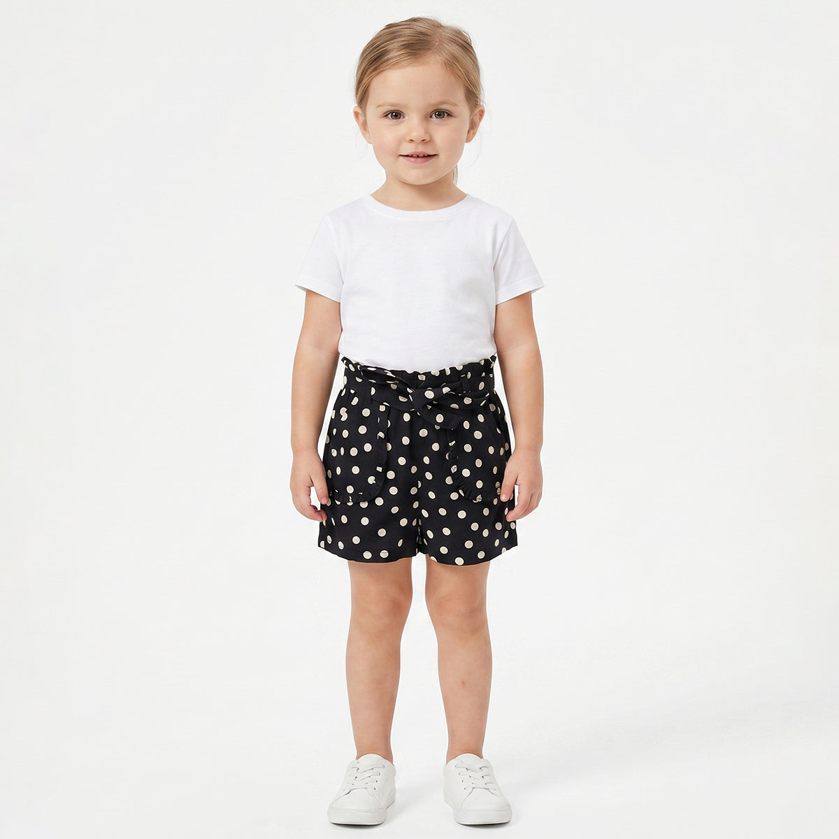 Baby Girls Black Polka Dot Shorts Regular Fit Casual Kids Shorts