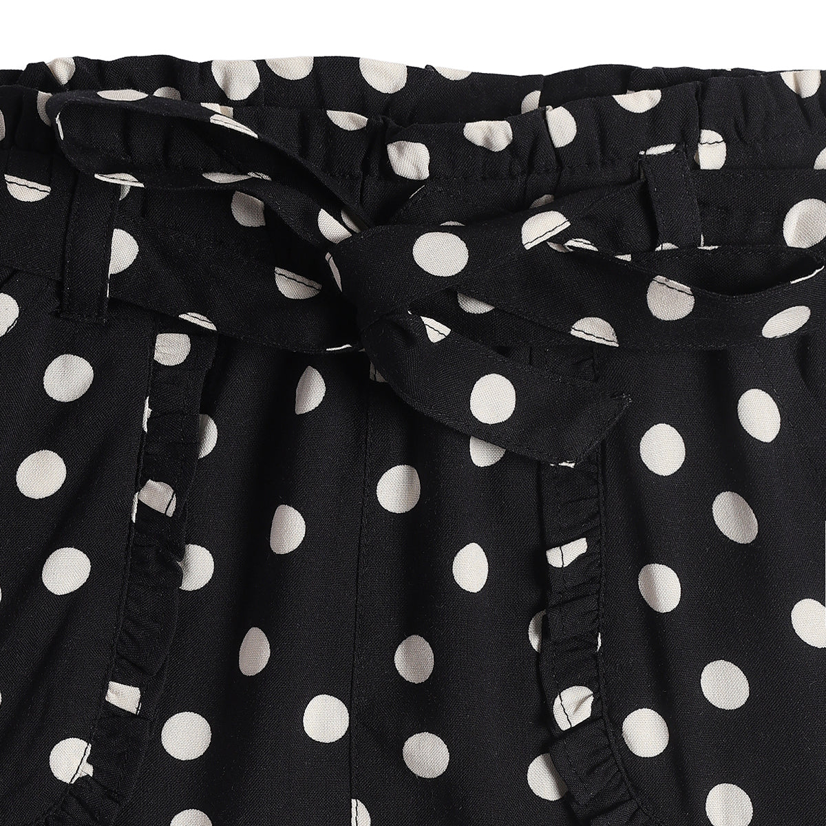 Baby Girls Black Polka Dot Shorts Regular Fit Casual Kids Shorts