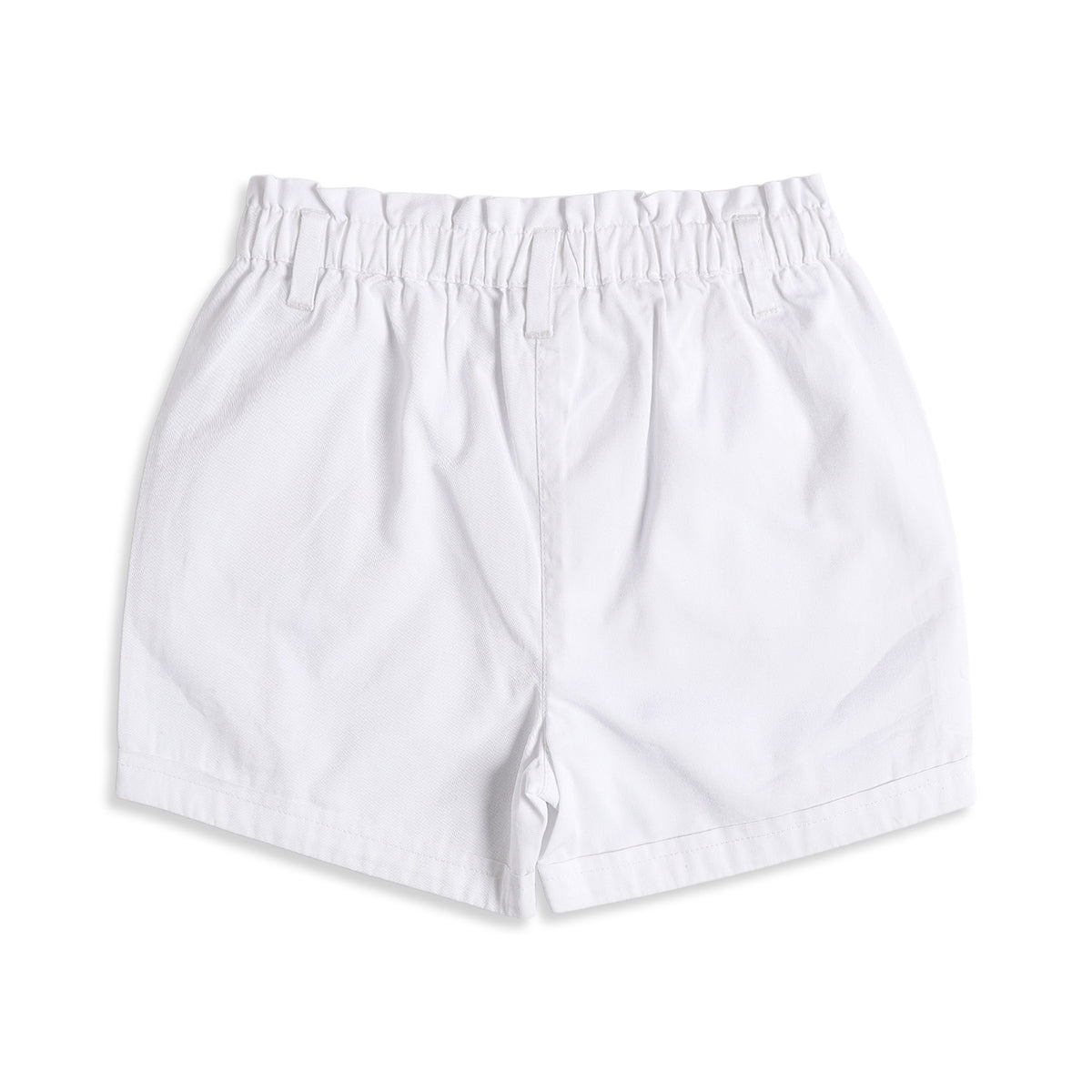 Baby Girls White Embroidered Cotton Shorts Regular Fit Casual Summer Shorts