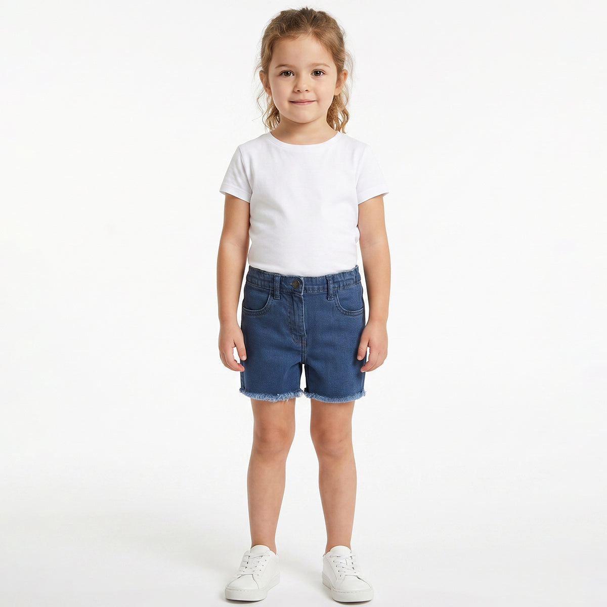 Baby Girls Blue Denim Shorts Regular Fit Casual Summer Shorts