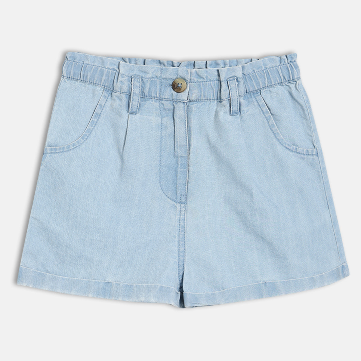Kids Girls Solid Denim Shorts, Light Blue