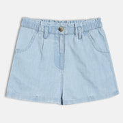 Kids Girls Solid Denim Shorts, Light Blue
