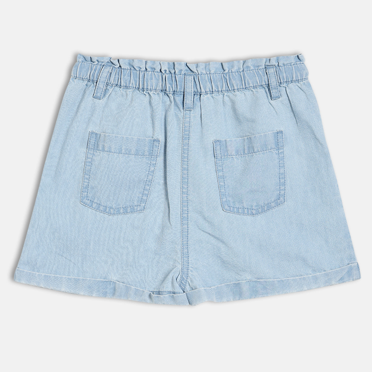 Kids Girls Solid Denim Shorts, Light Blue