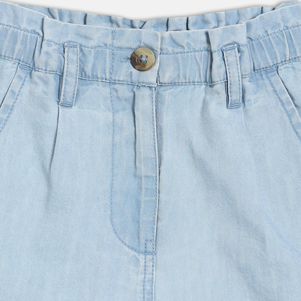 Kids Girls Solid Denim Shorts, Light Blue