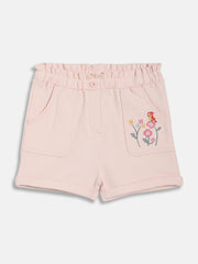 Kids Girls Embroidered Shorts, Peach