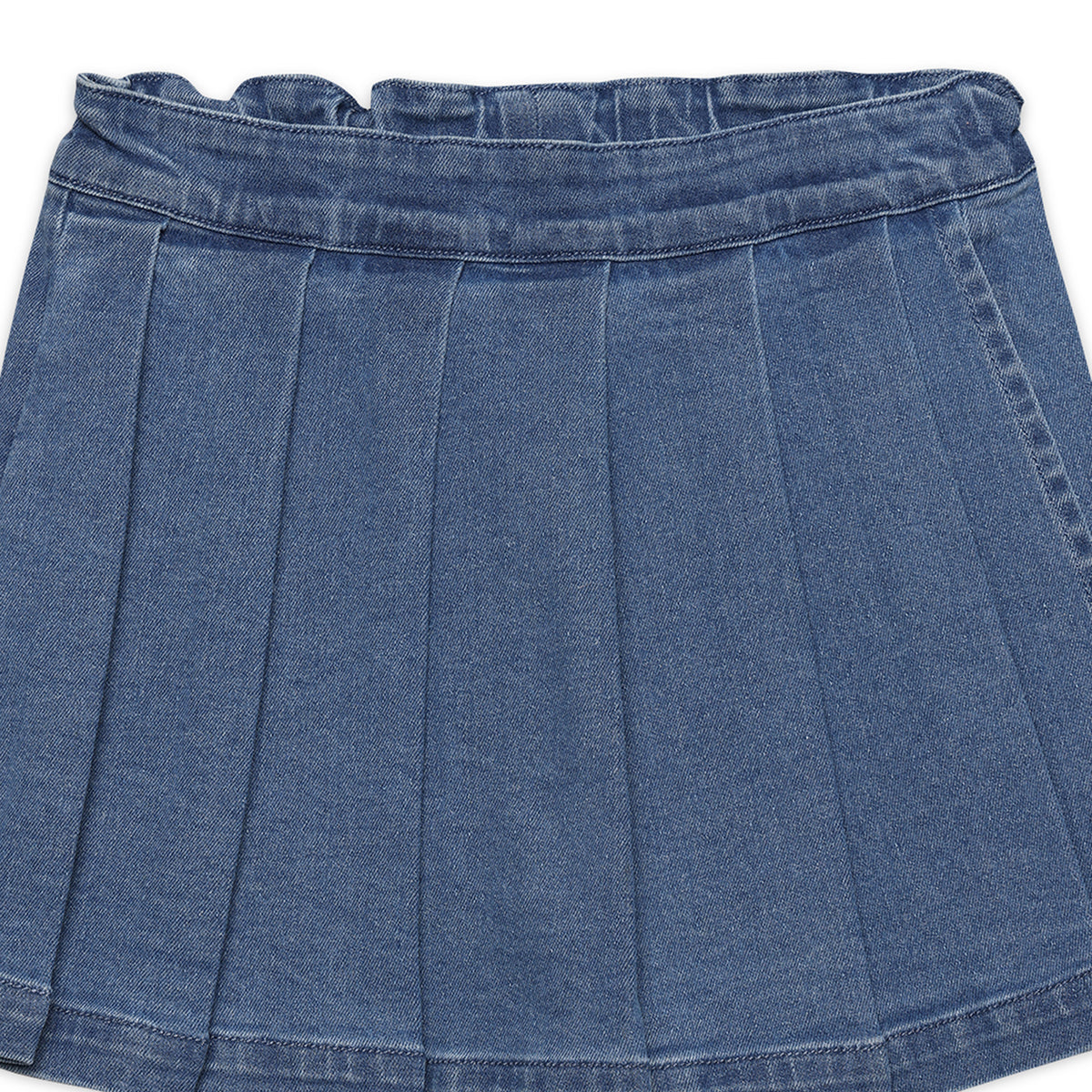 Baby Girls Pleated Denim Skorts, Blue
