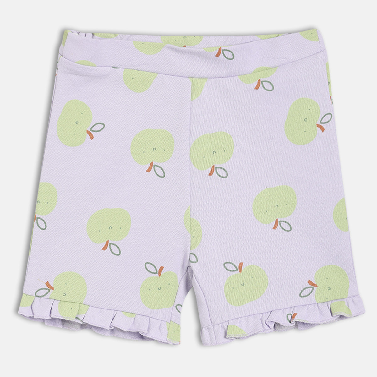 Kids Girls Apple Print Shorts, Purple