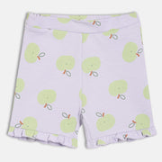 Kids Girls Apple Print Shorts, Purple