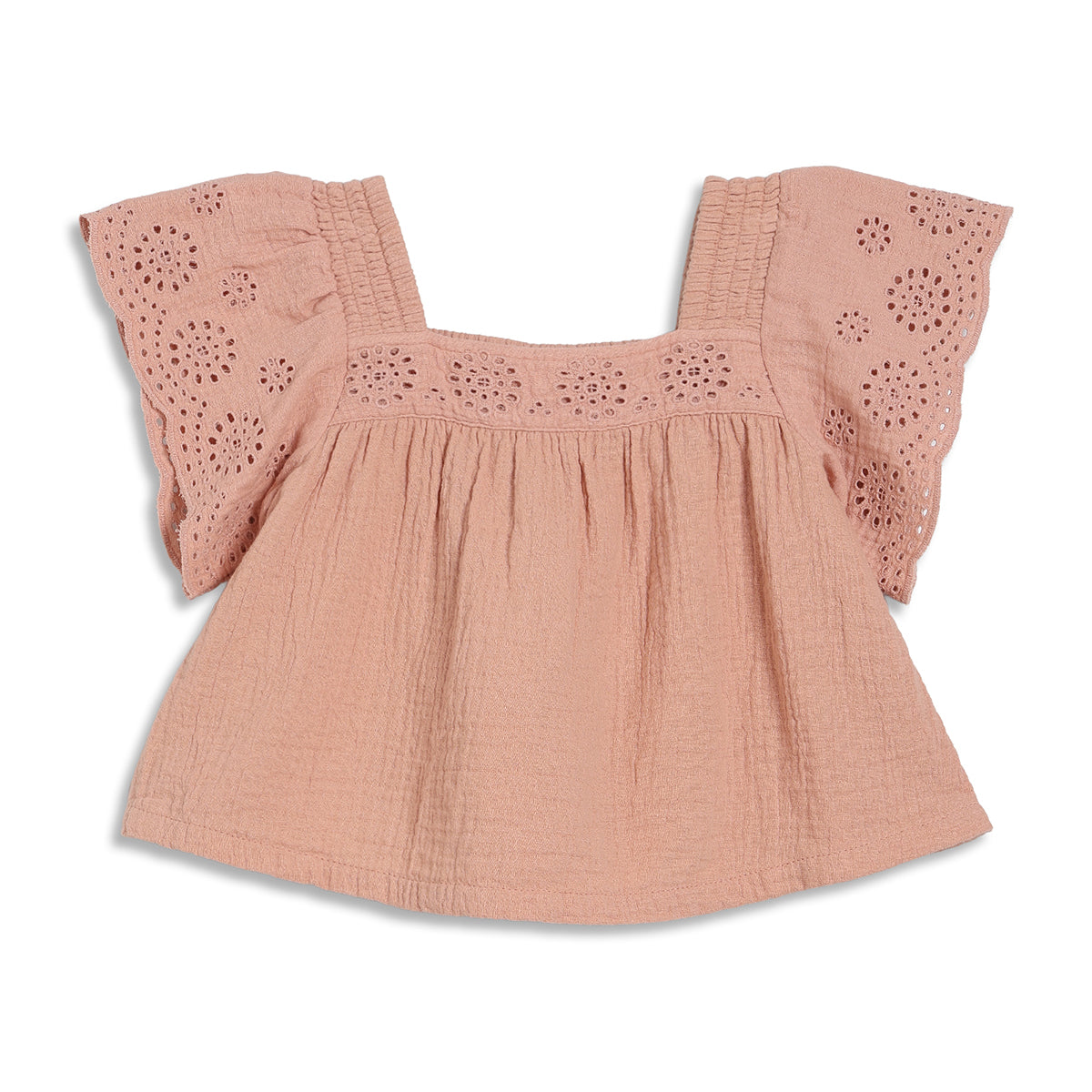 Girls Solid Top and Palazzo Pants Set, Peach