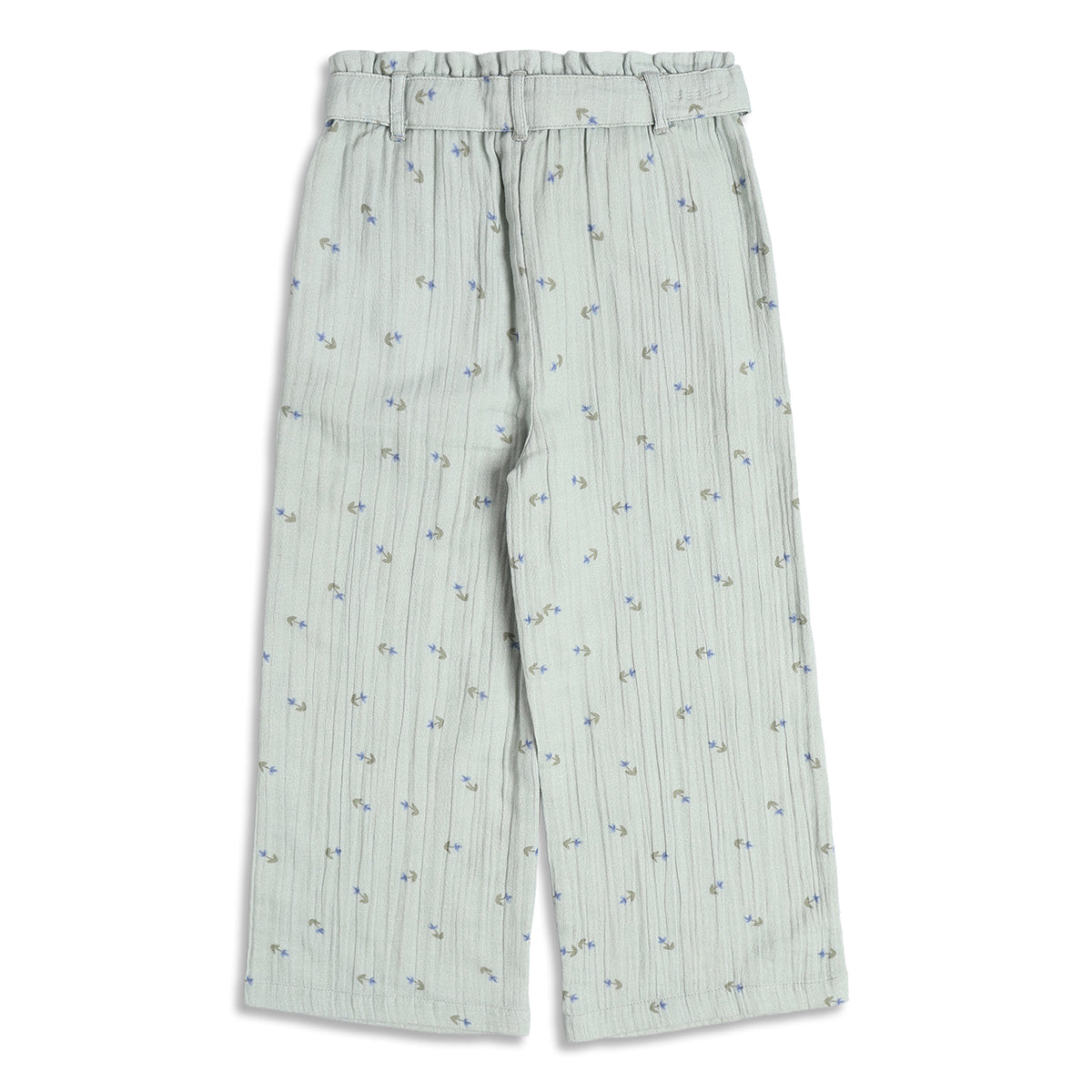 Baby Girls Printed Wide Leg Pants, Mint Green