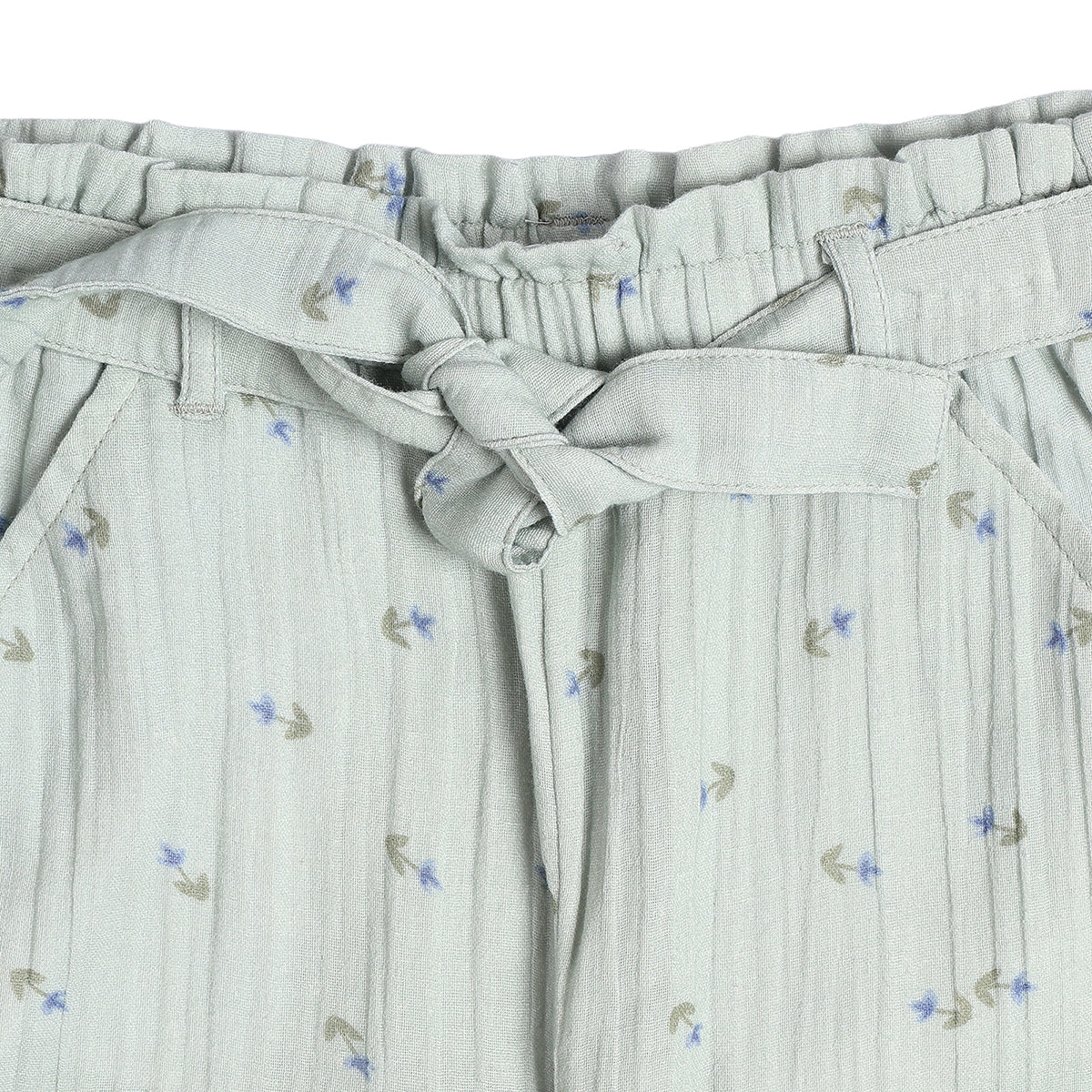 Baby Girls Printed Wide Leg Pants, Mint Green