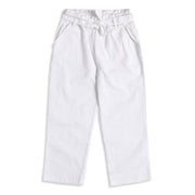 Baby Girls White Solid Paperbag Waist Wide Leg Casual Pants
