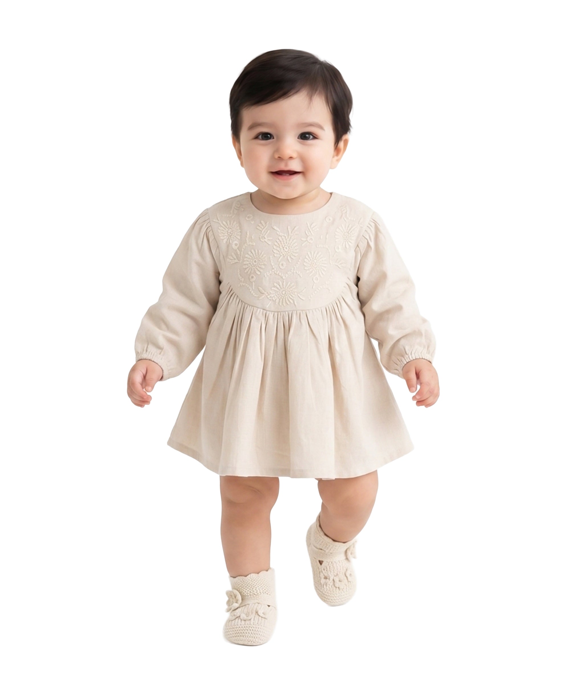 Kids Girls Embroidered Top, Cream
