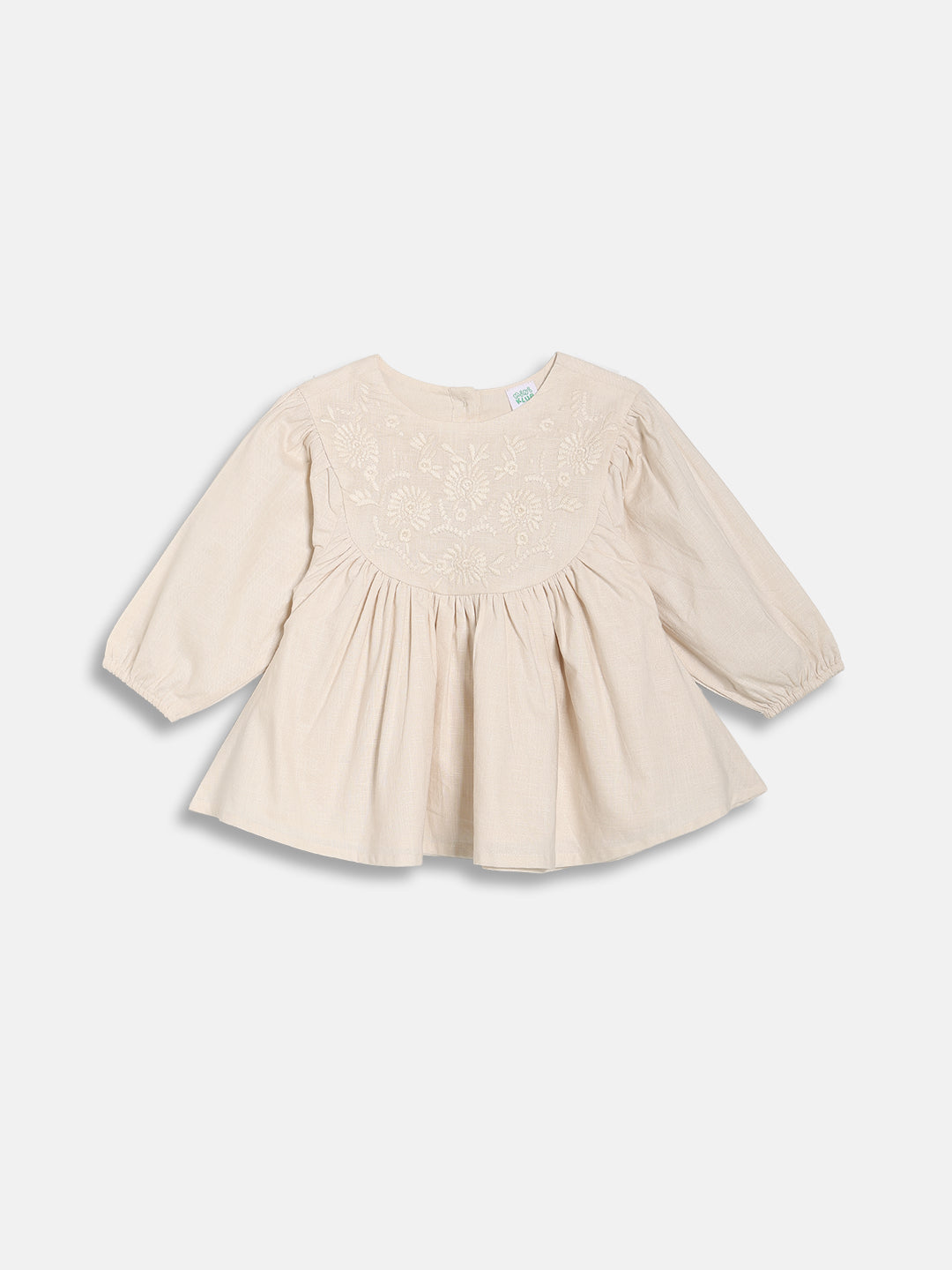 Kids Girls Embroidered Top, Cream