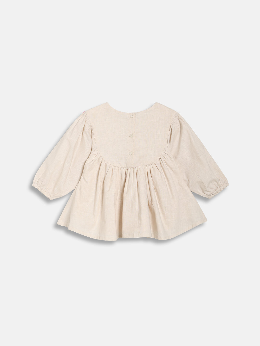 Kids Girls Embroidered Top, Cream
