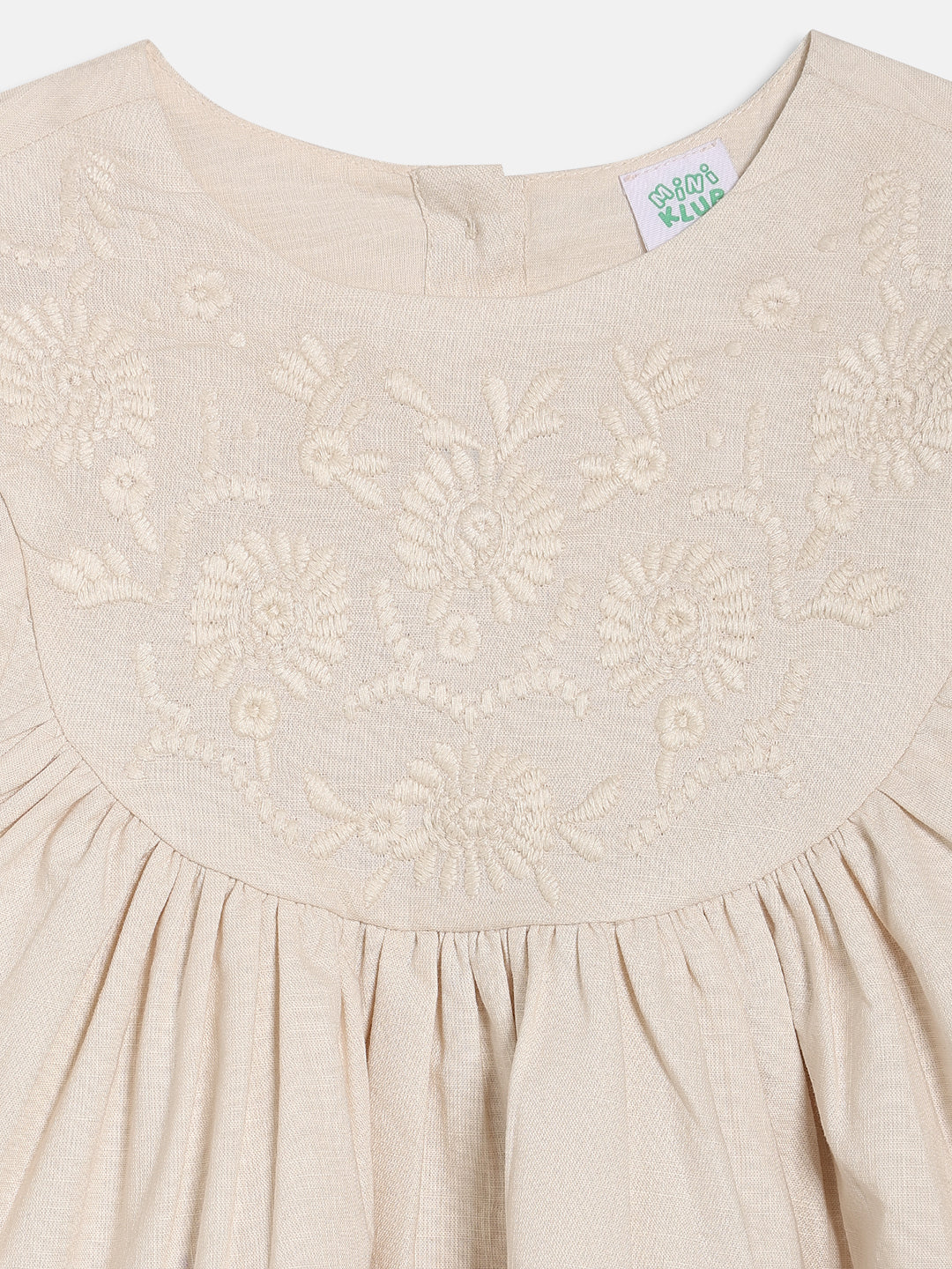 Kids Girls Embroidered Top, Cream