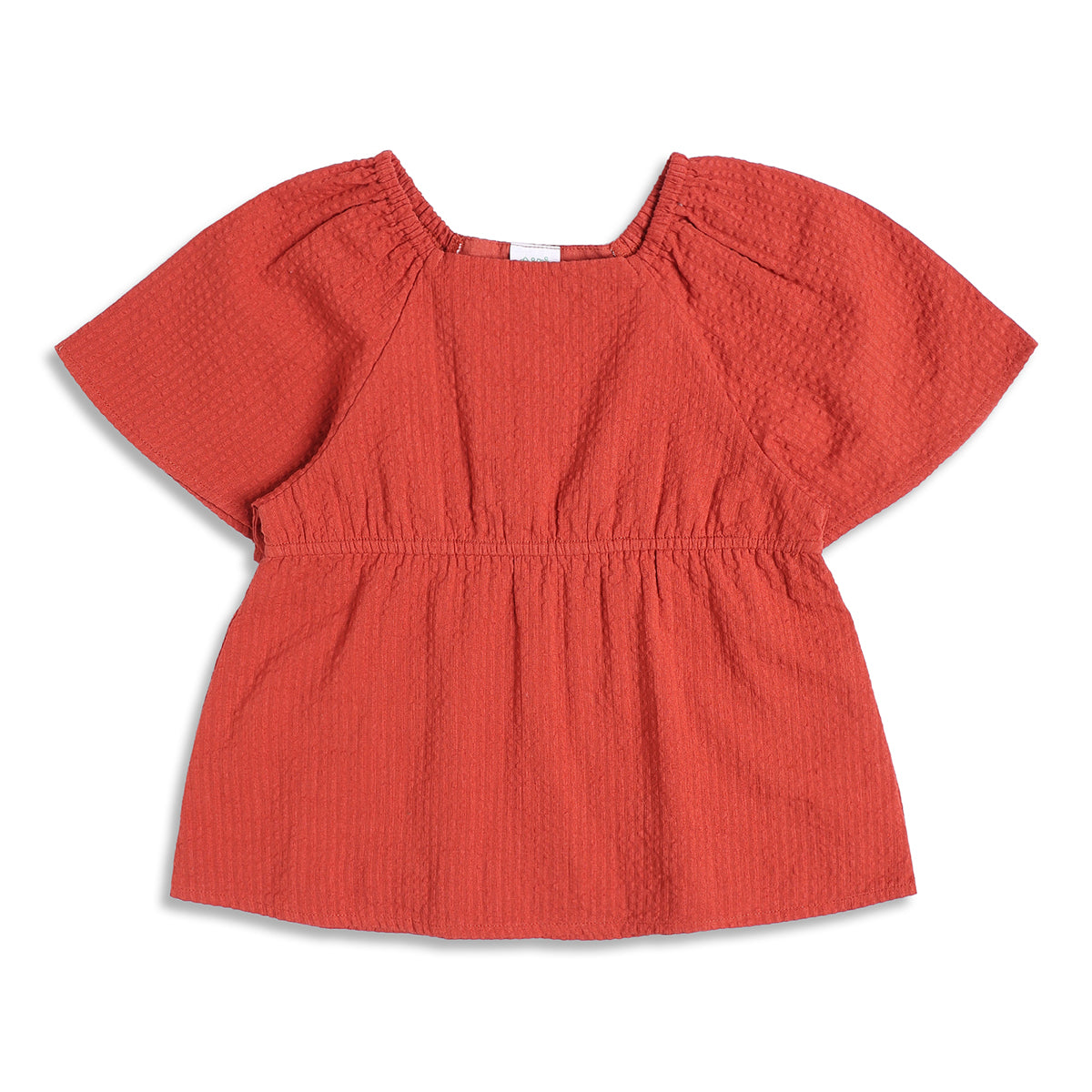 Baby Girls Textured Woven Top, Maroon