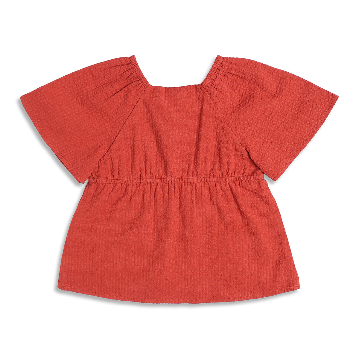 Baby Girls Textured Woven Top, Maroon