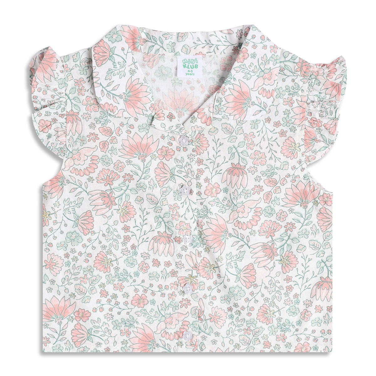 Baby Girls Floral Print Woven Top, Pink And Mint Green