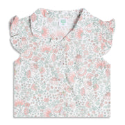 Baby Girls Floral Print Woven Top, Pink And Mint Green