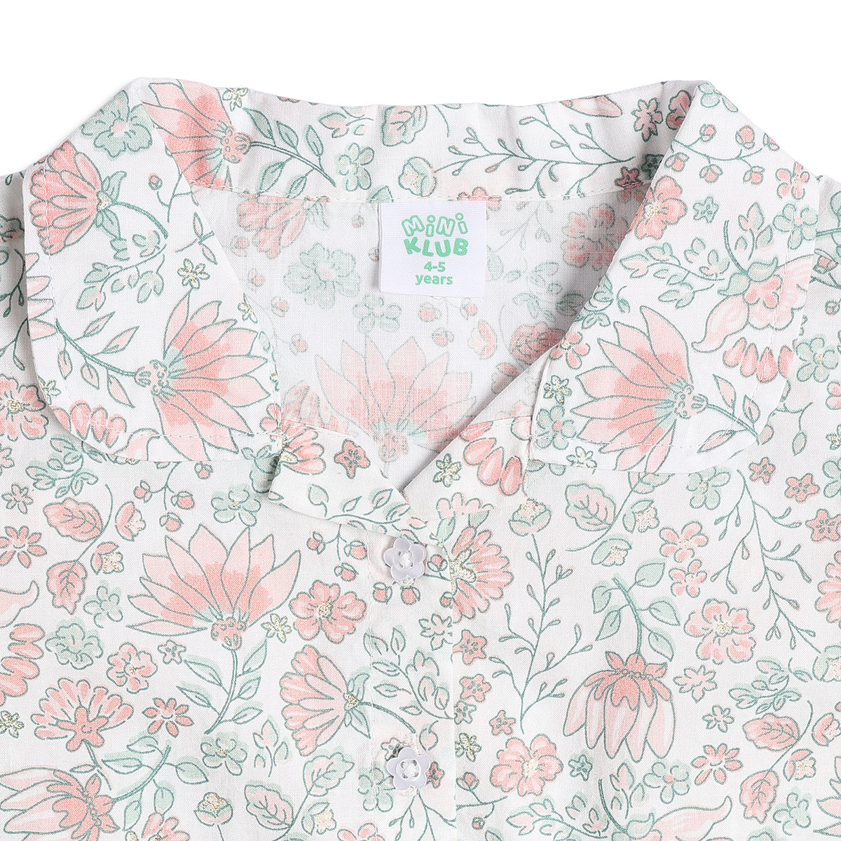 Baby Girls Floral Print Woven Top, Pink And Mint Green