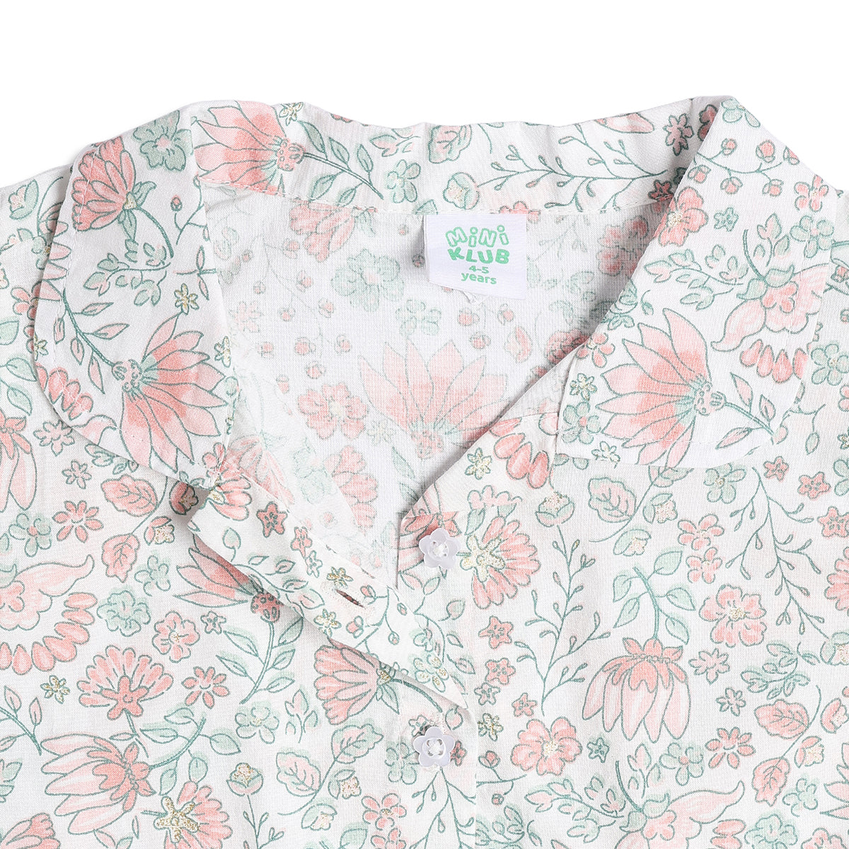 Baby Girls Floral Print Woven Top, Pink And Mint Green