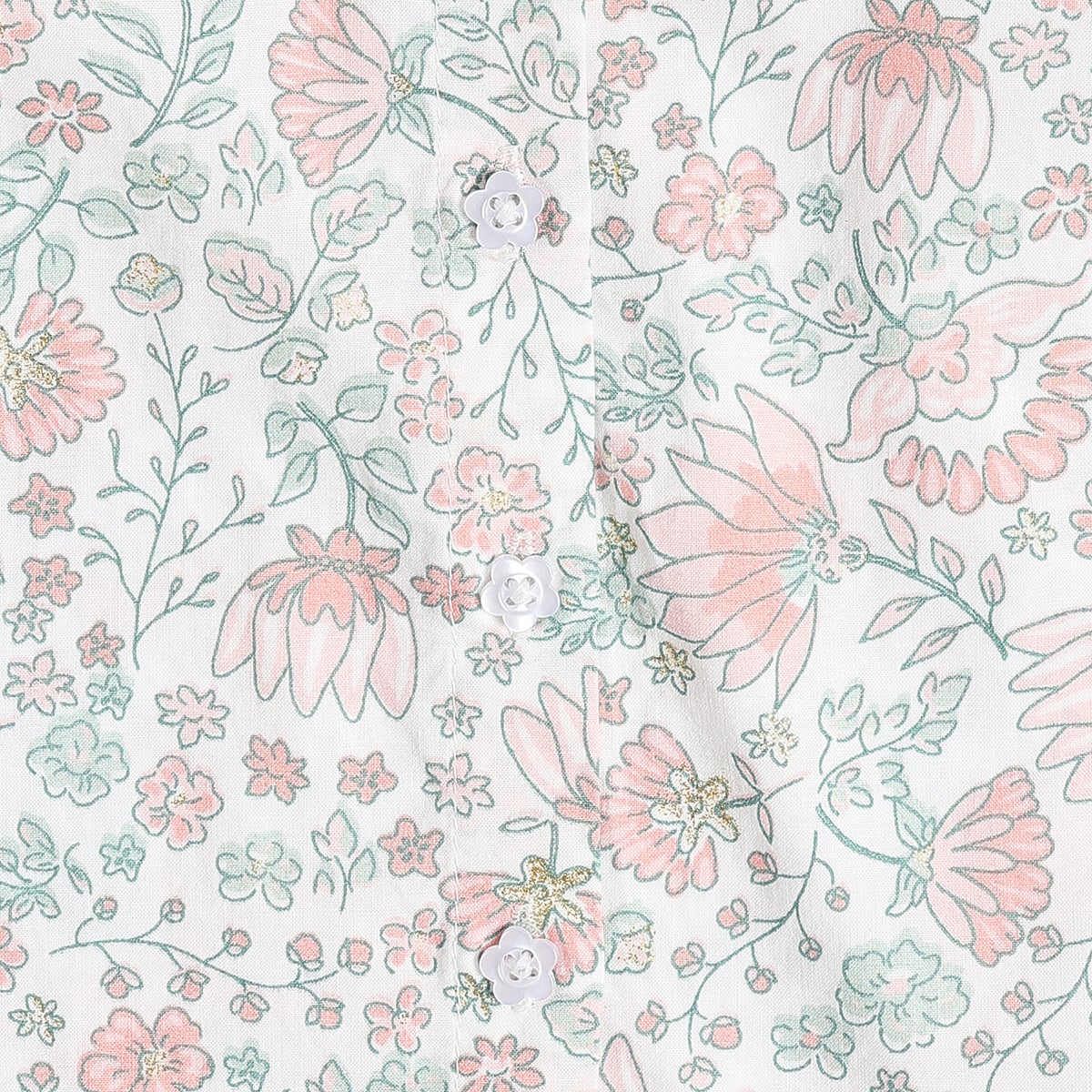 Baby Girls Floral Print Woven Top, Pink And Mint Green