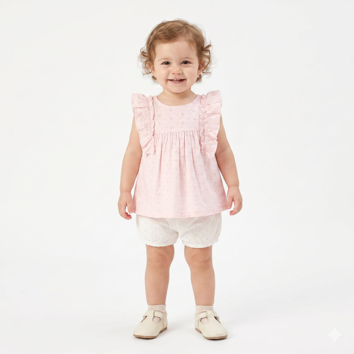 Baby Girls Embroidered Woven Top, Pink
