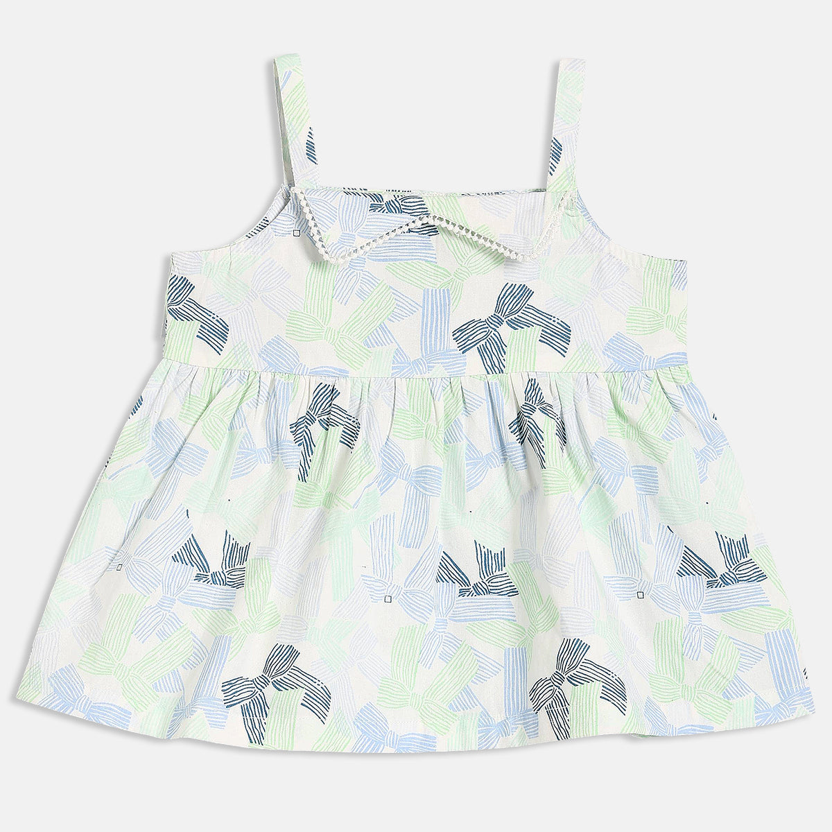 Kids Girls Bow Print Woven Top, Multicolour