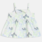 Kids Girls Bow Print Woven Top, Multicolour