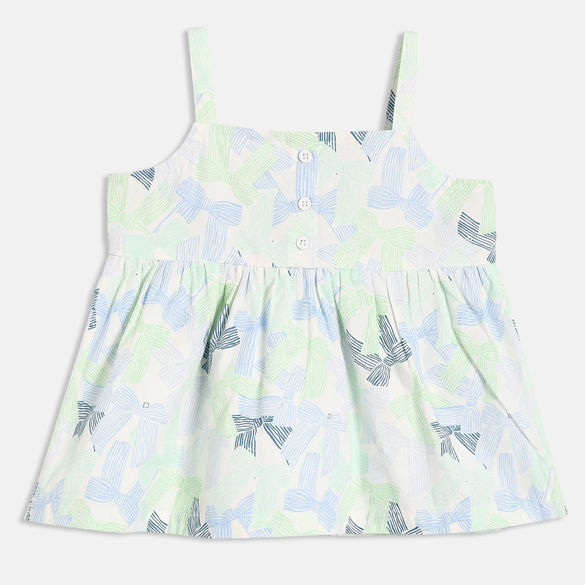 Kids Girls Bow Print Woven Top, Multicolour