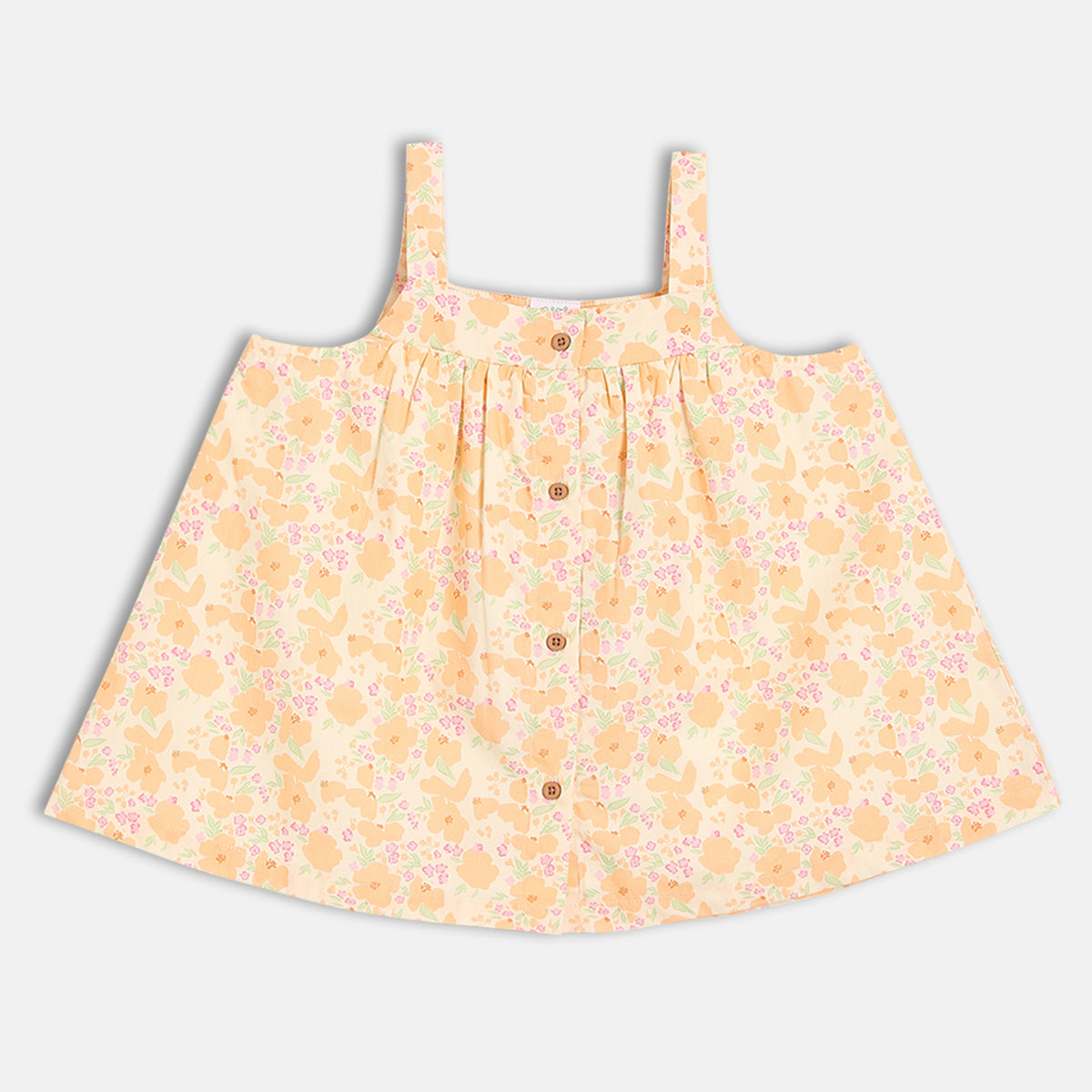 Girls Printed Woven Top, Orange