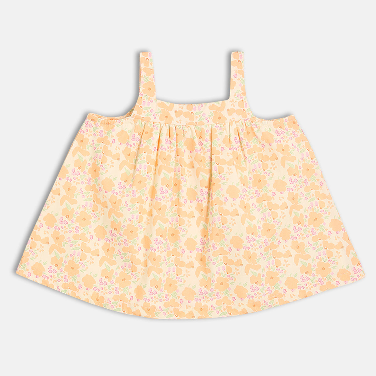 Girls Printed Woven Top, Orange