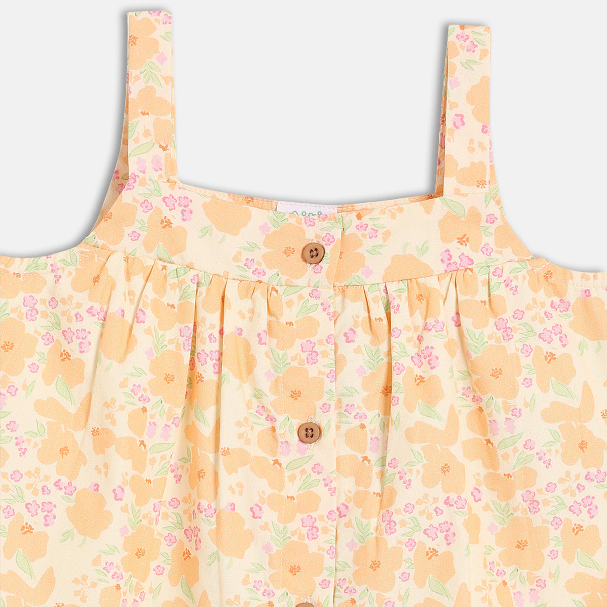 Girls Printed Woven Top, Orange