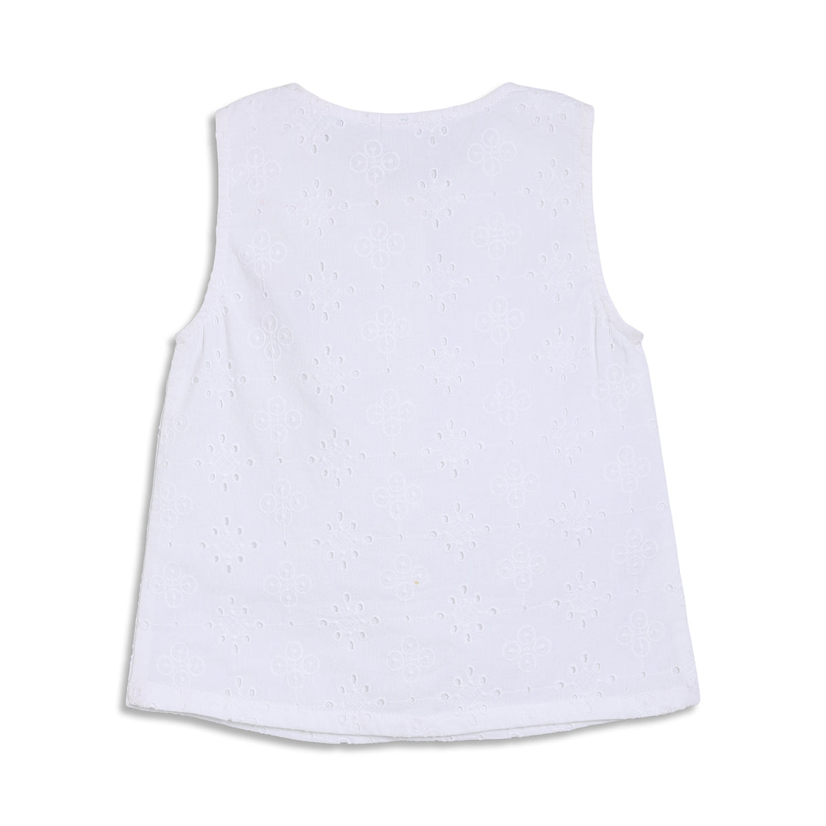 Girls Floral Embroidered Top, White