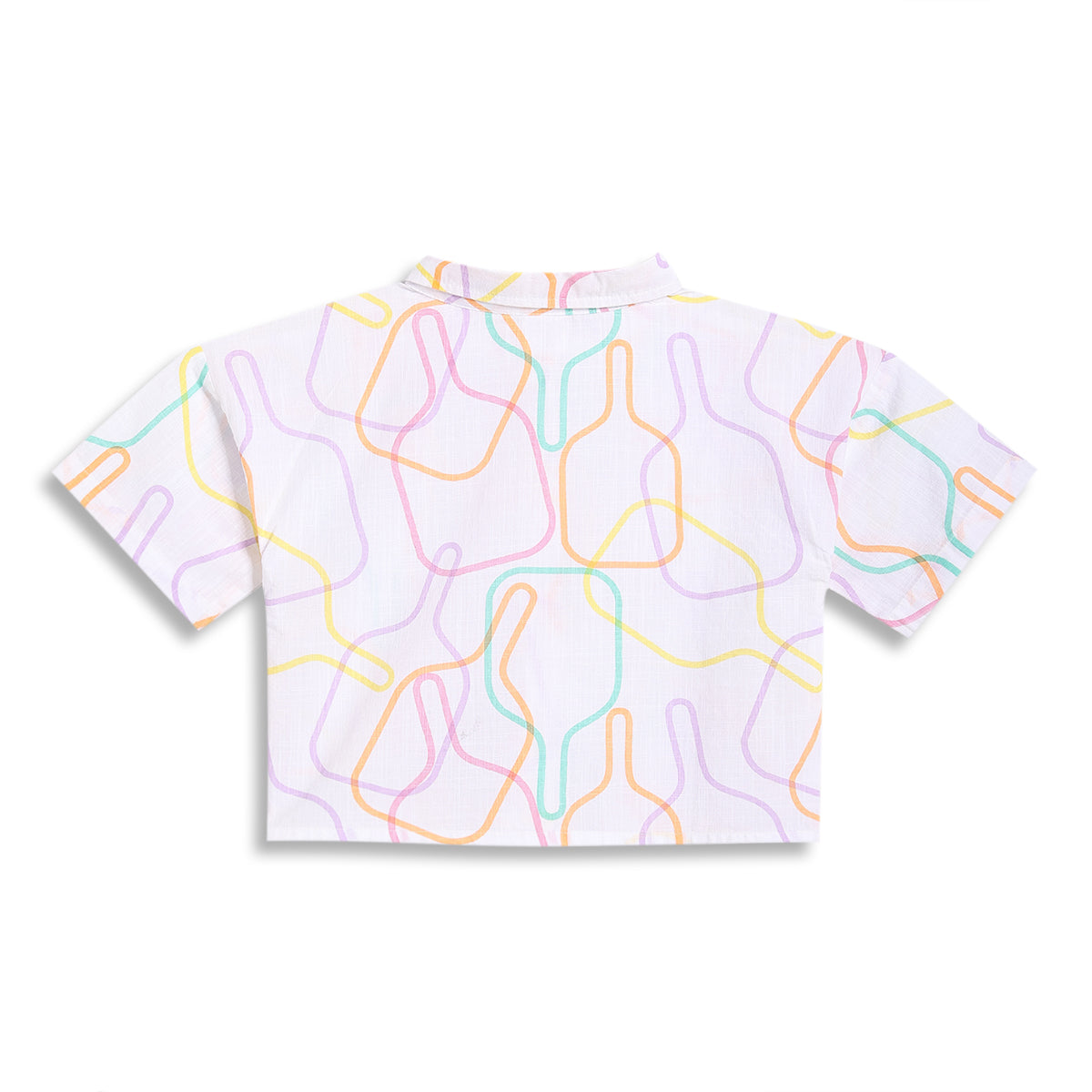 Girls Abstract Line Print Woven Top, White