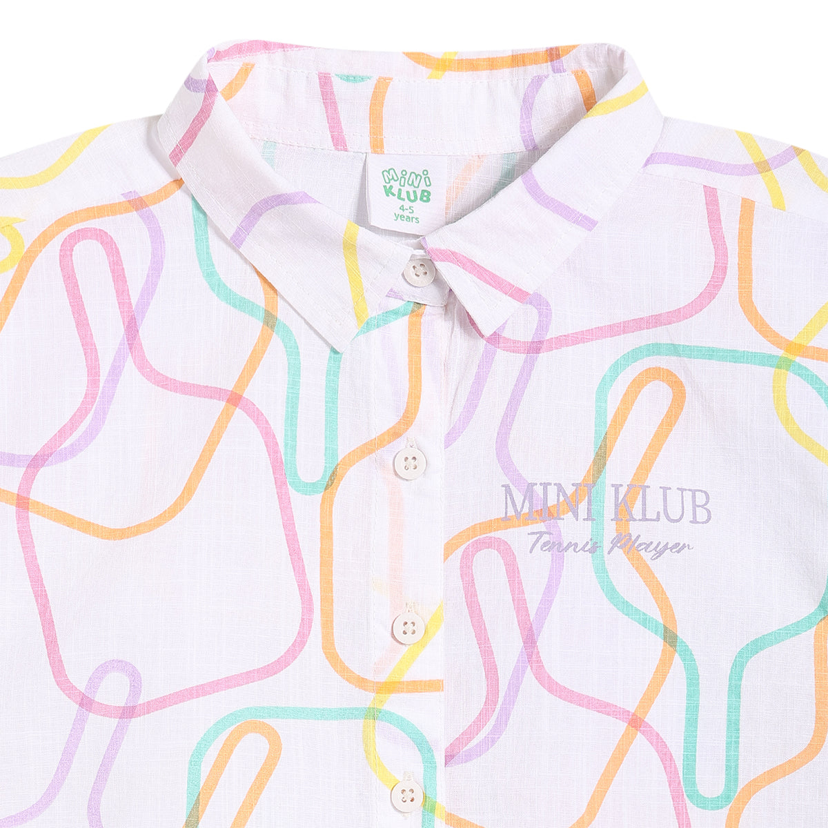Girls Abstract Line Print Woven Top, White