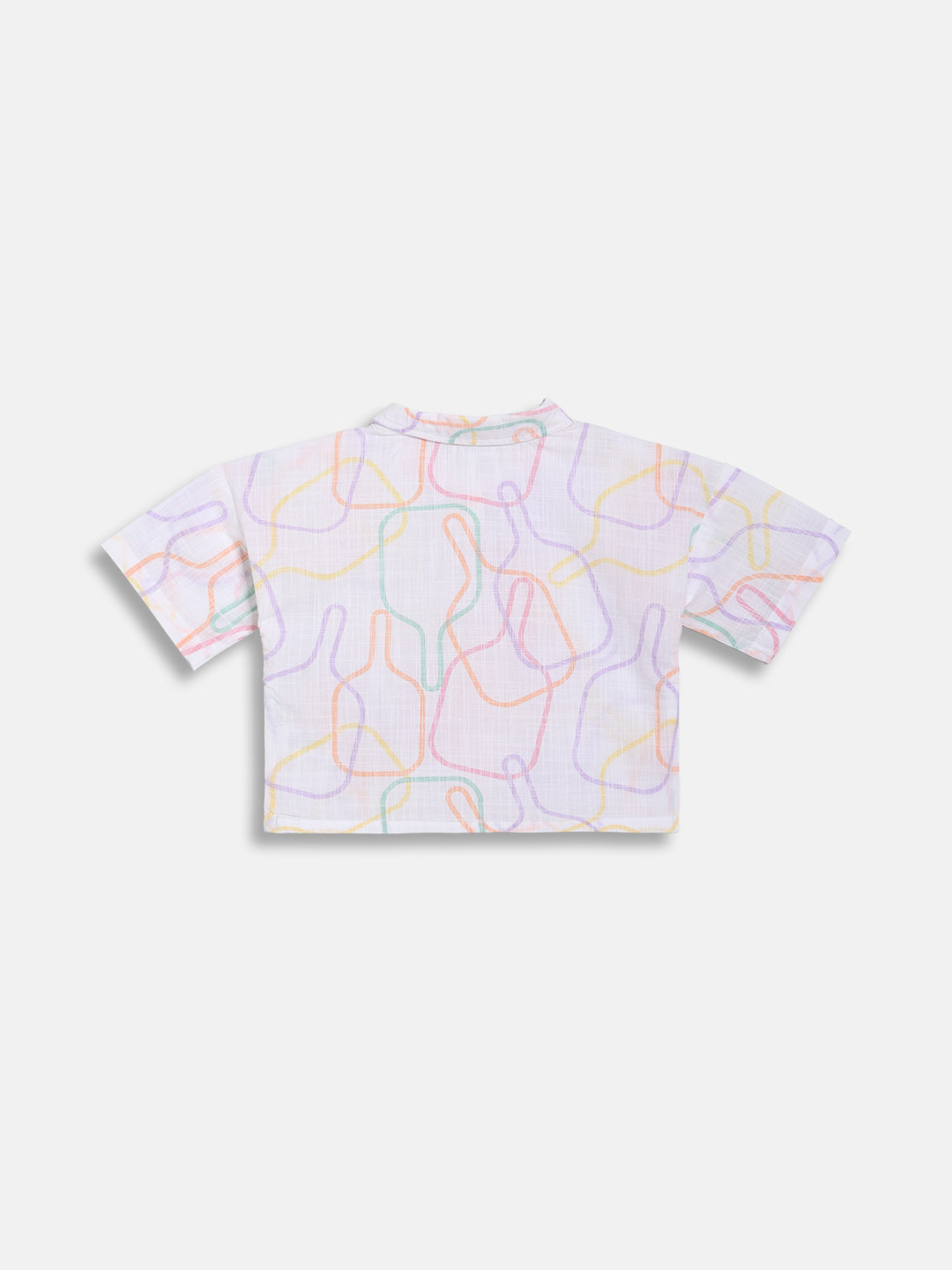 Girls Abstract Line Print Woven Top, White