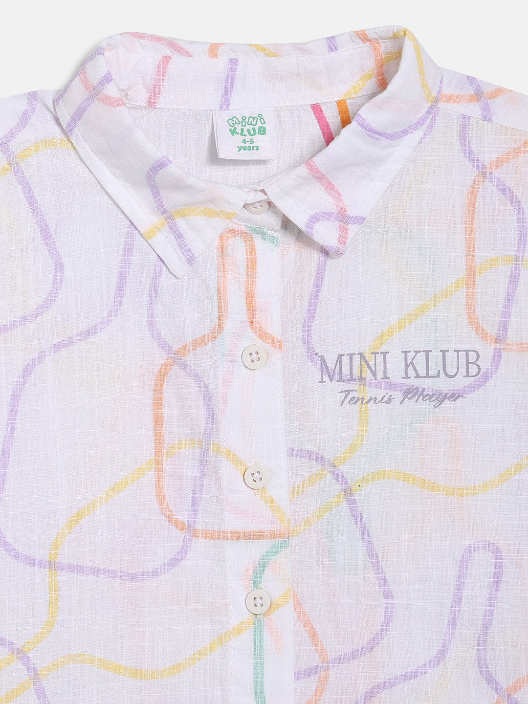 Girls Abstract Line Print Woven Top, White