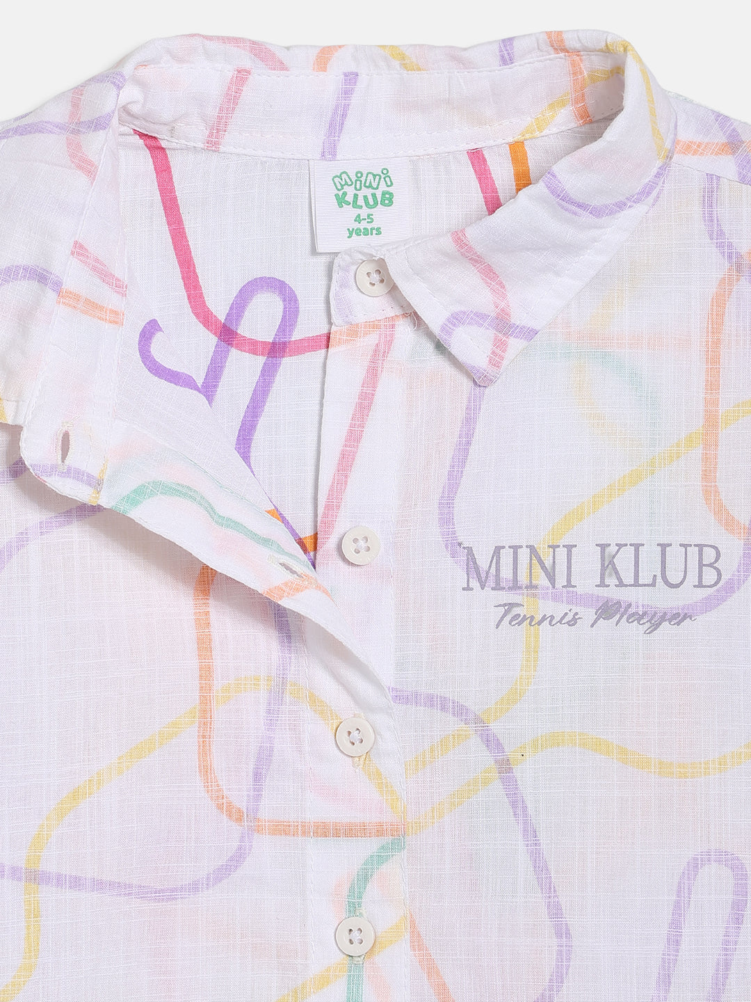 Girls Abstract Line Print Woven Top, White