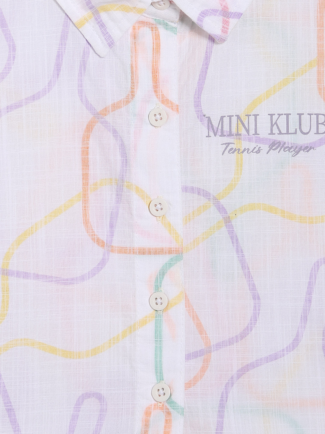 Girls Abstract Line Print Woven Top, White