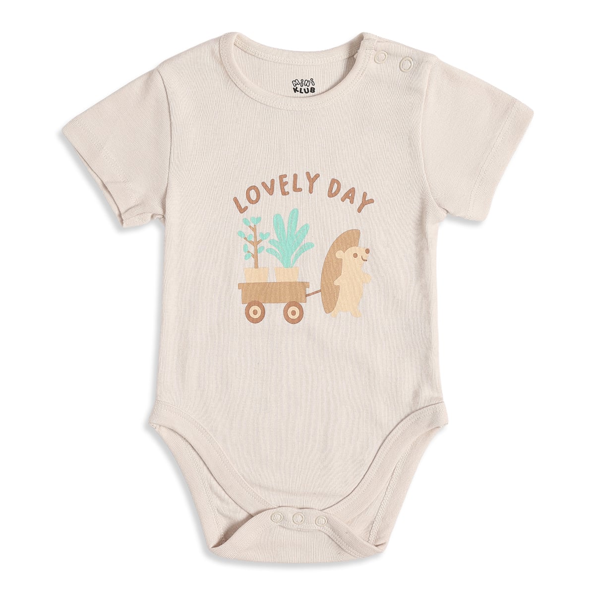 Baby Boys Sage Green & Beige Printed Cotton Bodysuit Pack of 2 Regular Fit Casual Bodysuits