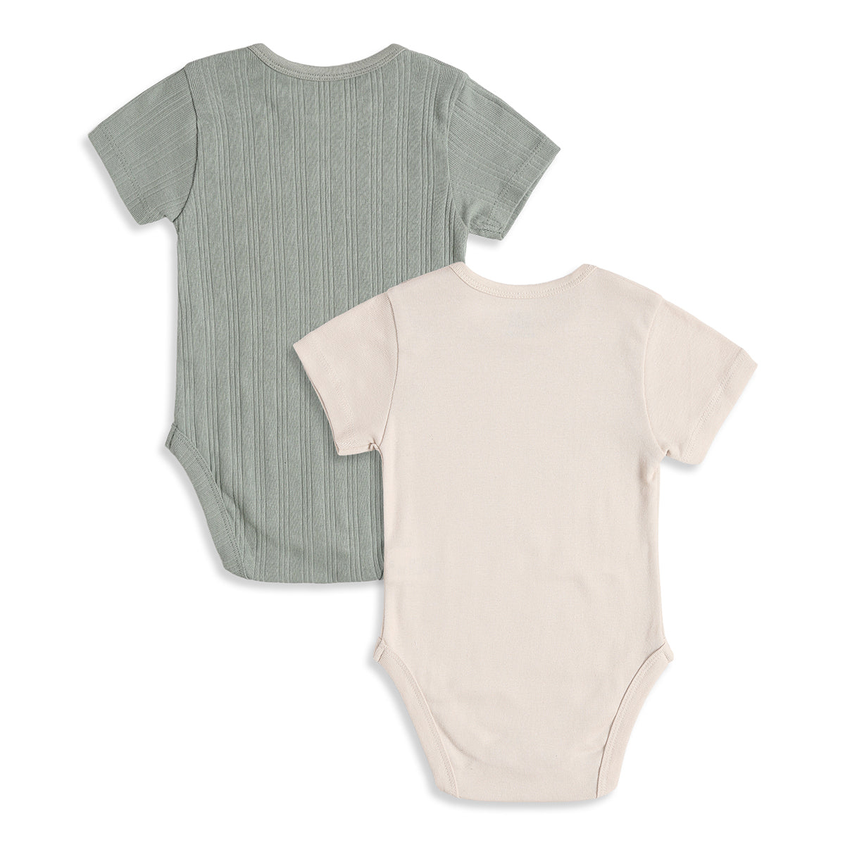 Baby Boys Sage Green & Beige Printed Cotton Bodysuit Pack of 2 Regular Fit Casual Bodysuits