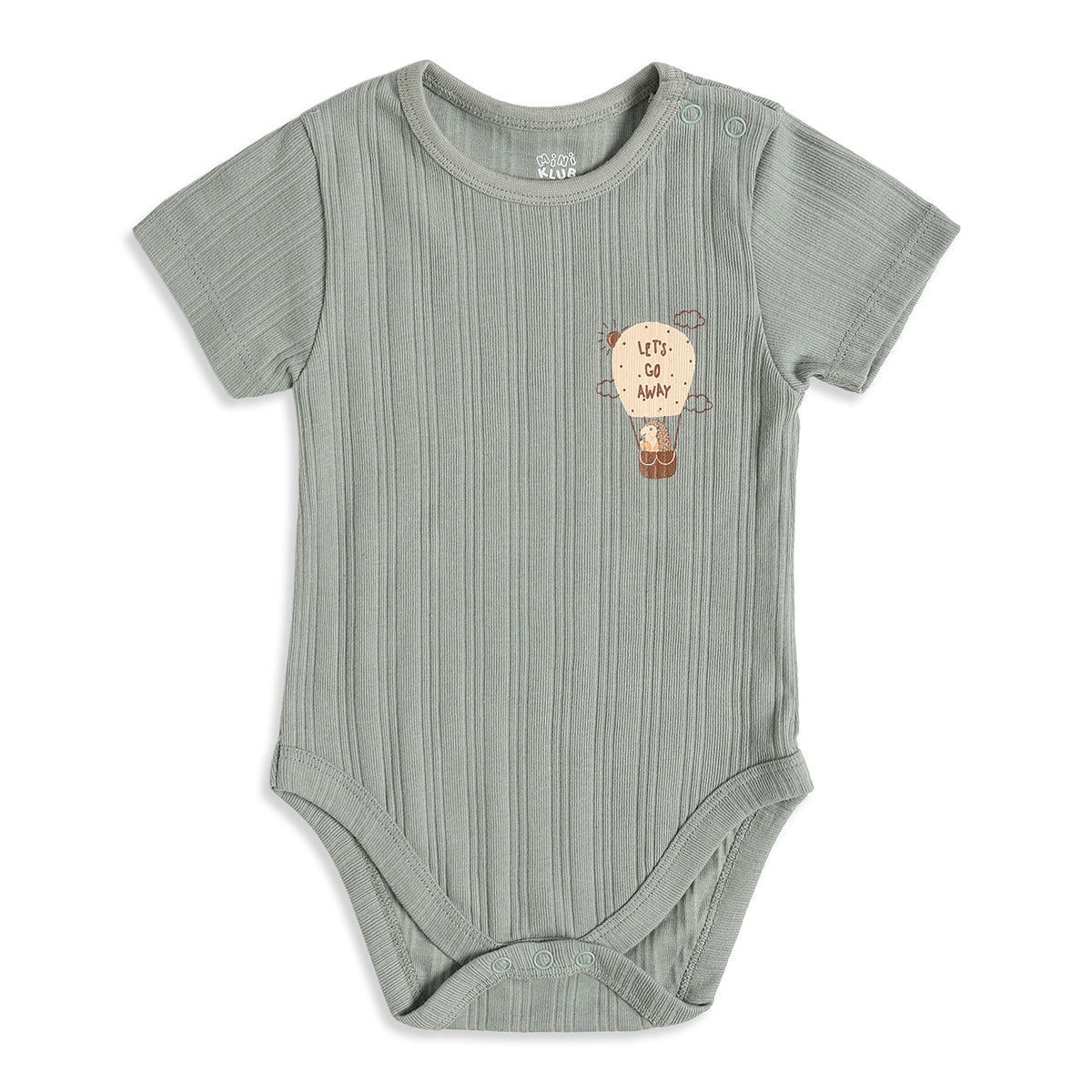 Baby Boys Sage Green & Beige Printed Cotton Bodysuit Pack of 2 Regular Fit Casual Bodysuits